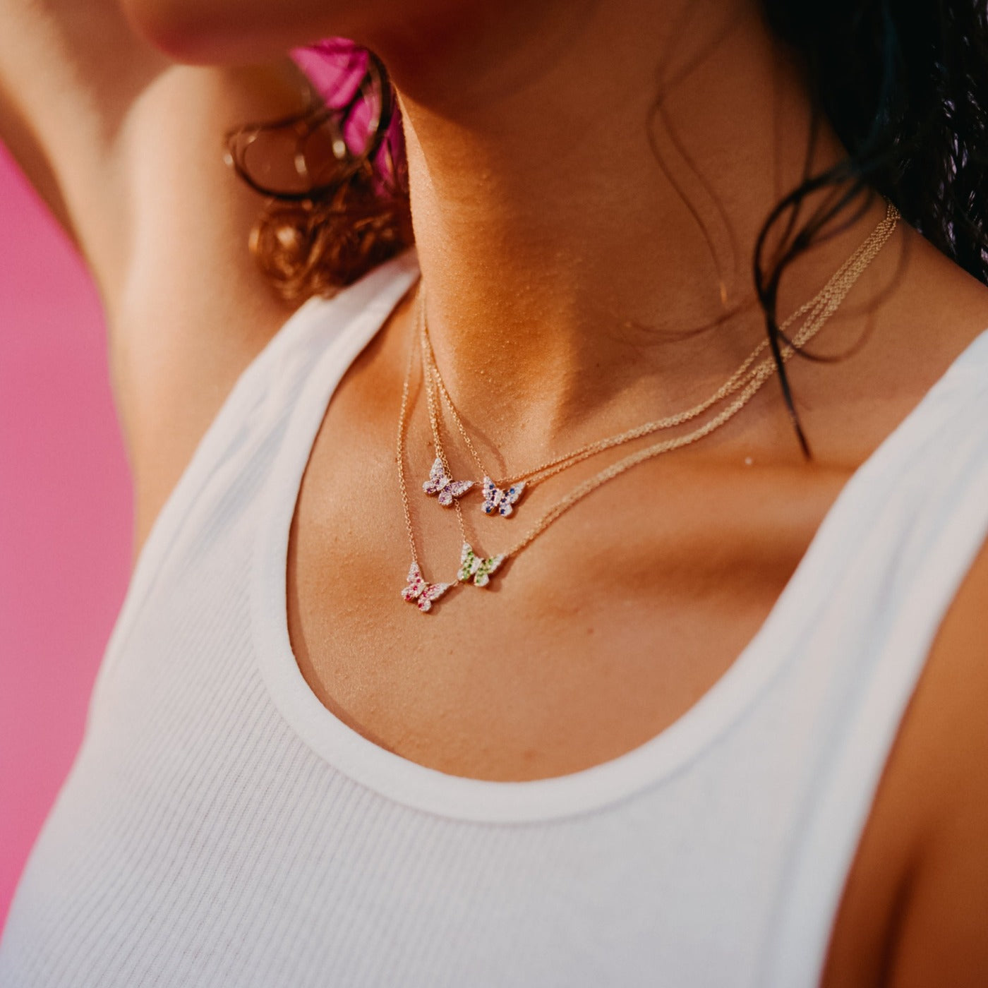 Mini Purple and Diamond Ombré Butterfly Necklace
